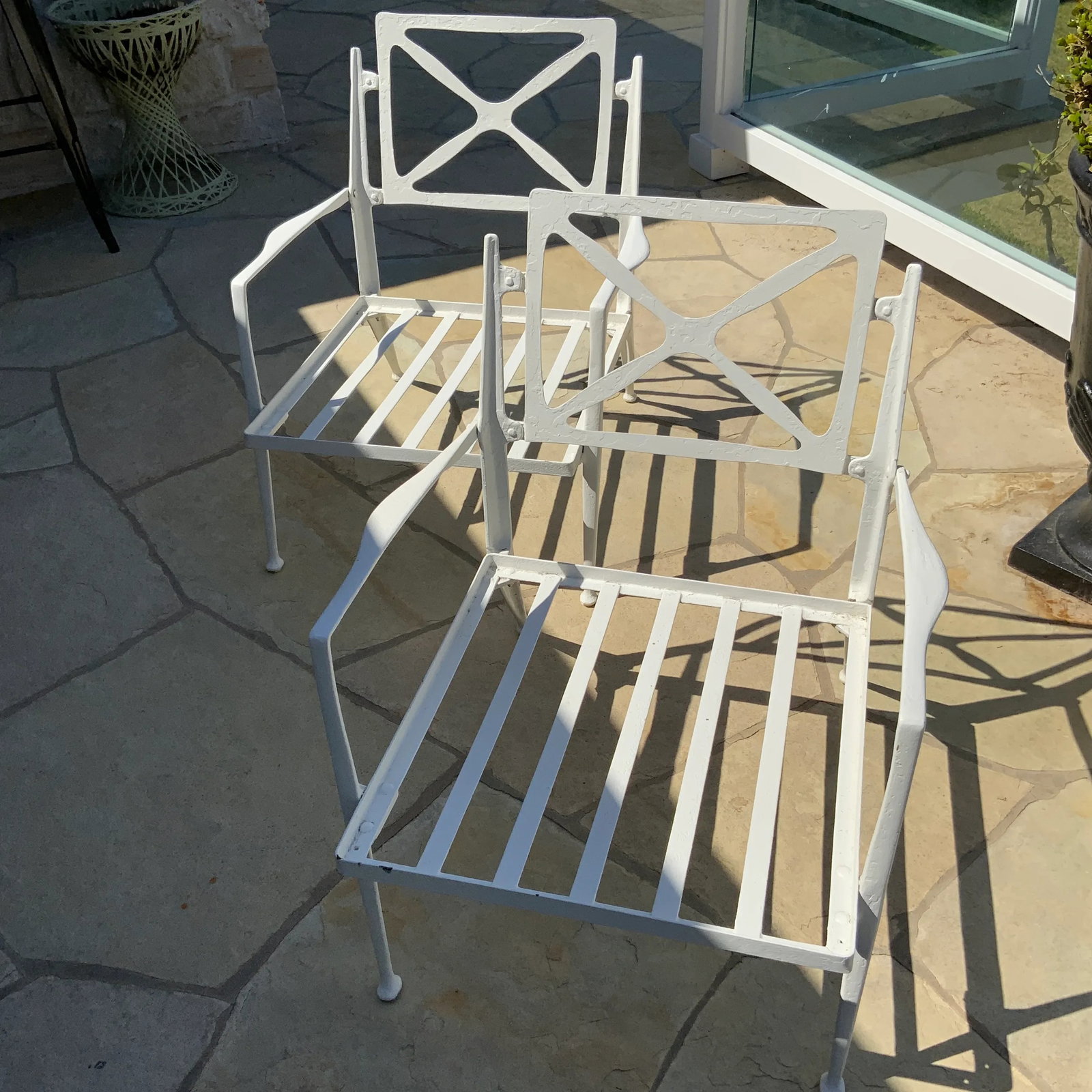 1950s Mid-Century Modern White Bel Air Patio Armchairs - a Pair - 8