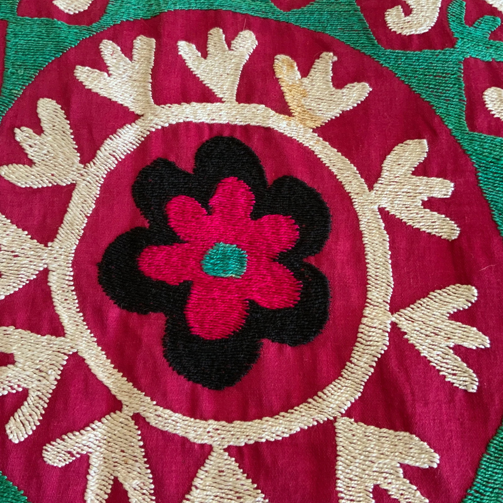 Antique Signed Hand-Embroidered Large Suzani Textile - 12