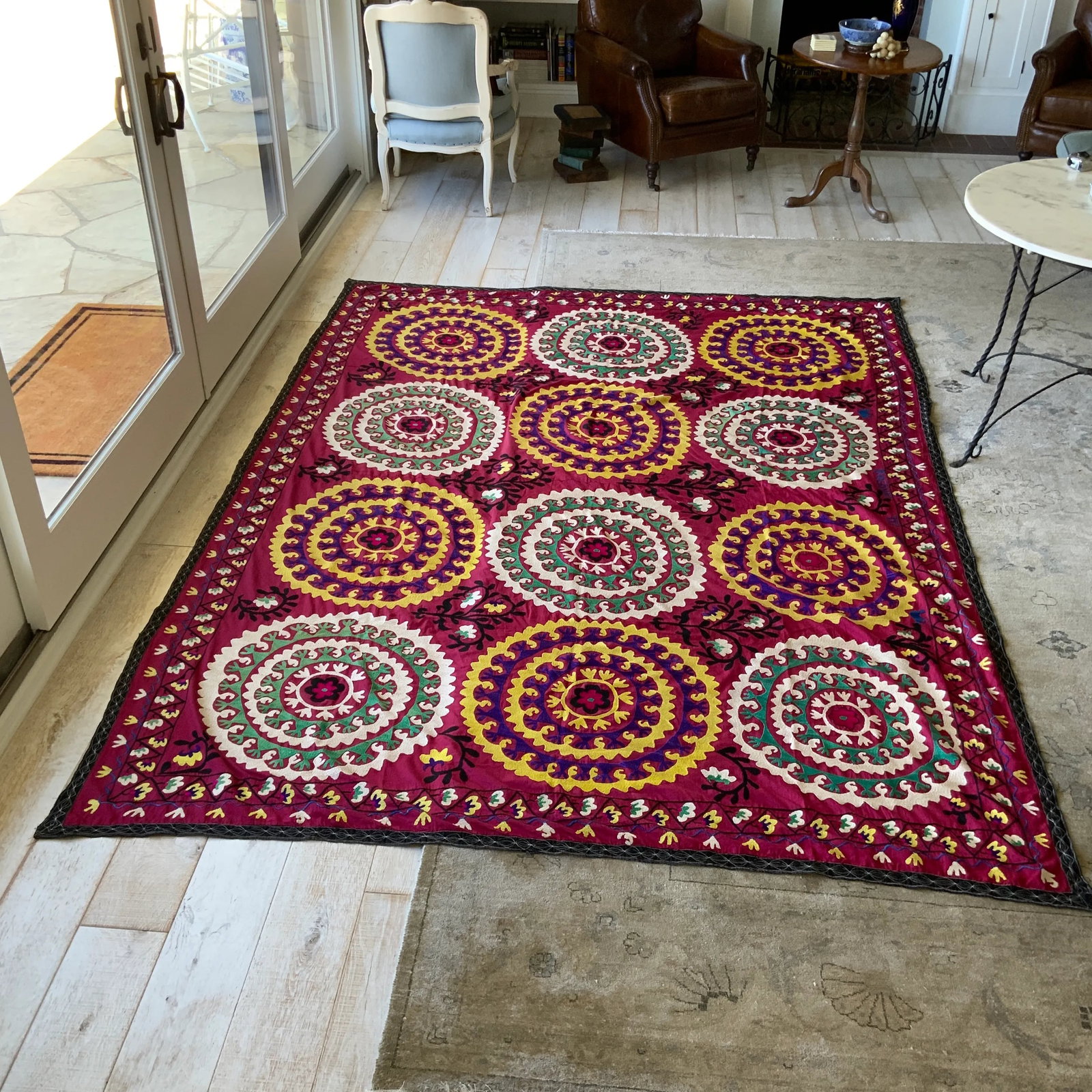 Antique Signed Hand-Embroidered Large Suzani Textile - 13