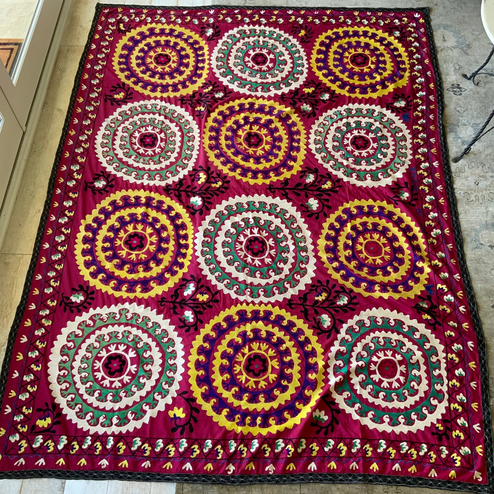 Antique Signed Hand-Embroidered Large Suzani Textile - 2