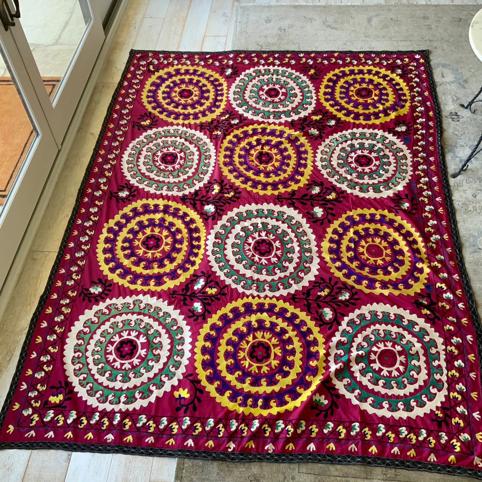 Antique Signed Hand-Embroidered Large Suzani Textile - 3