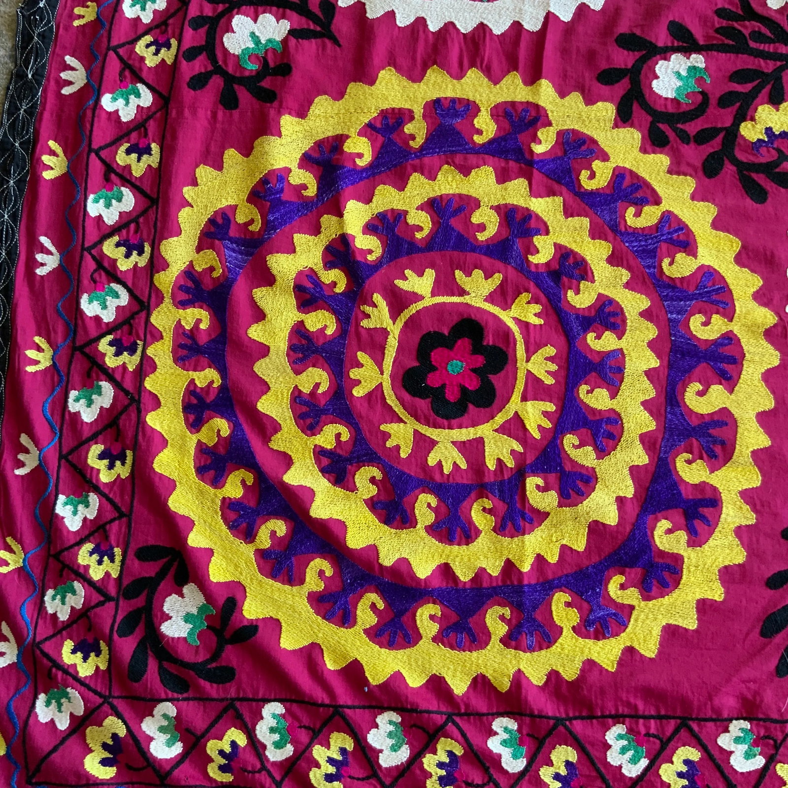 Antique Signed Hand-Embroidered Large Suzani Textile - 5