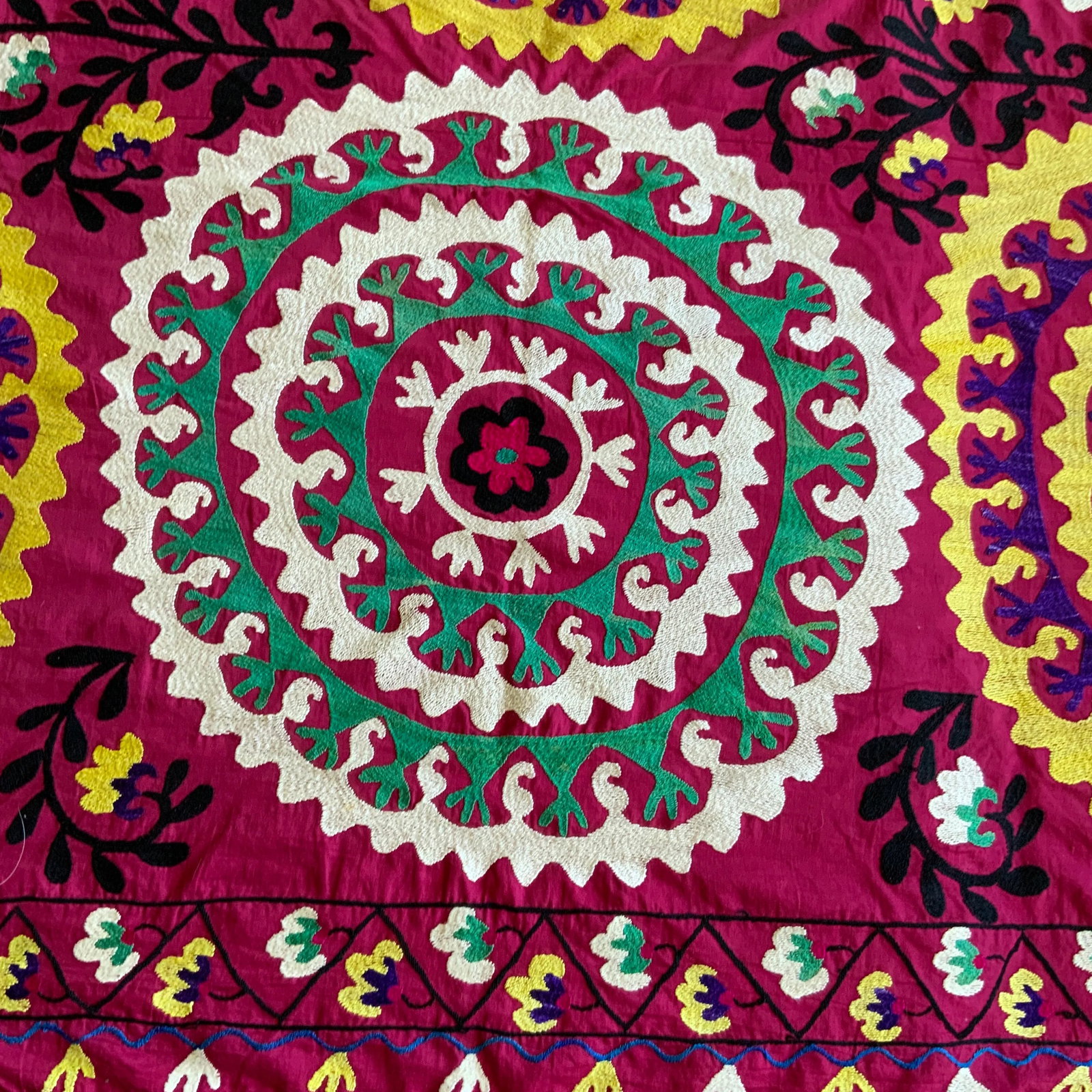 Antique Signed Hand-Embroidered Large Suzani Textile - 6