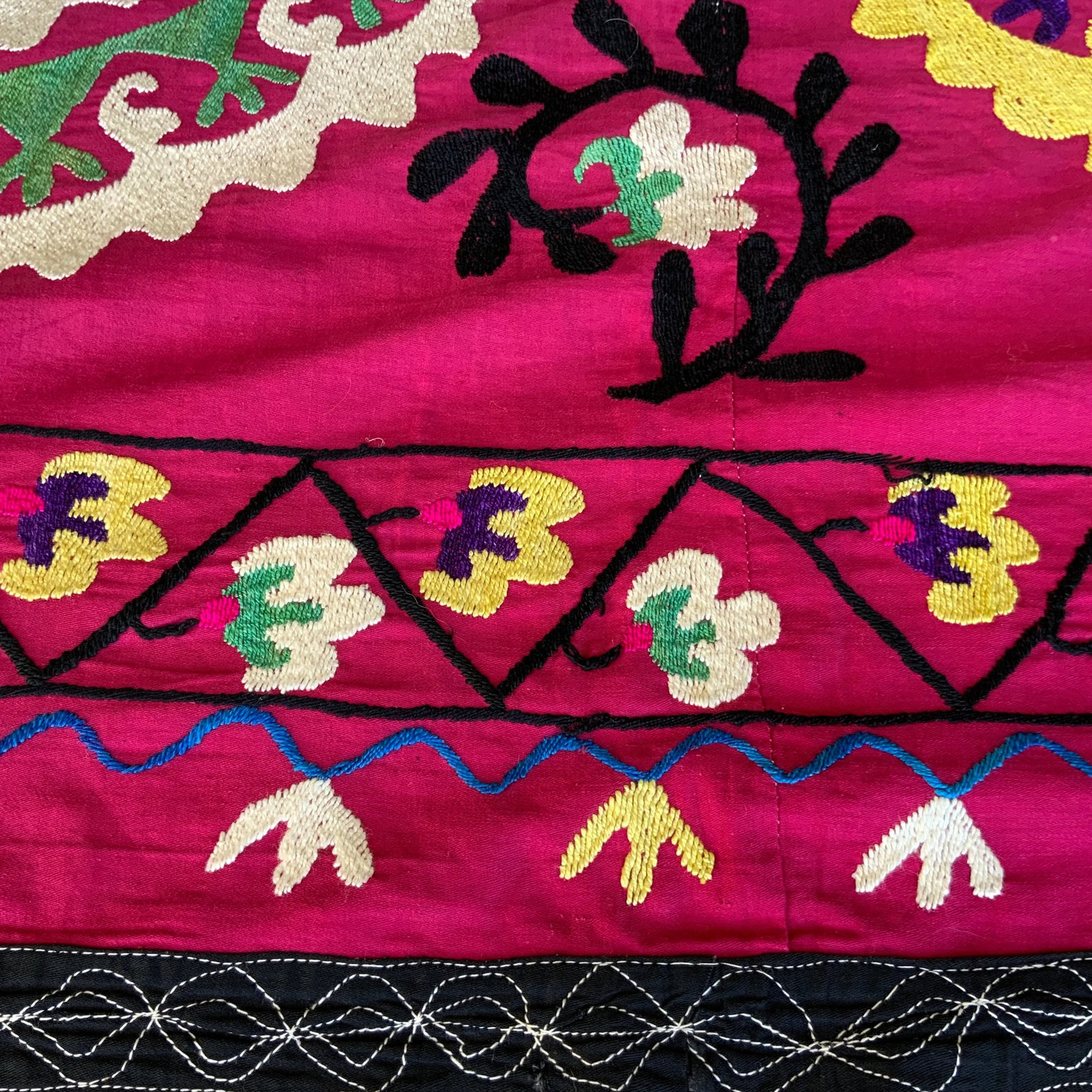 Antique Signed Hand-Embroidered Large Suzani Textile - 9