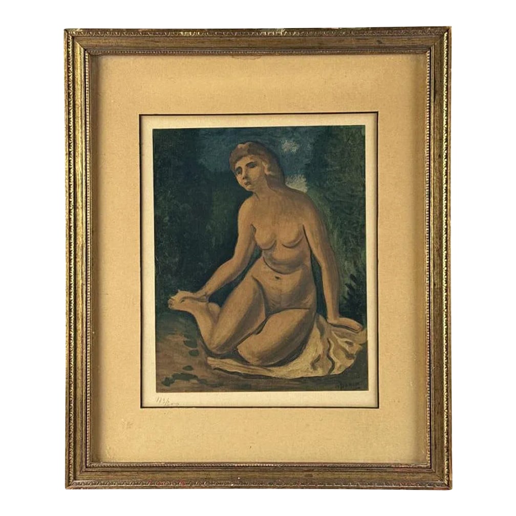 1940s Andre Derain Seated Nude., Lithograph on Paper: ANDRE DERAIN France, 1880-1954 Seated nude. Signed in plate. Numbered 173/300 in pencil lower left. Lithograph on paper, 12" x 9.5" sight. Framed 18.5" x 15.5". André Derain was a French painter