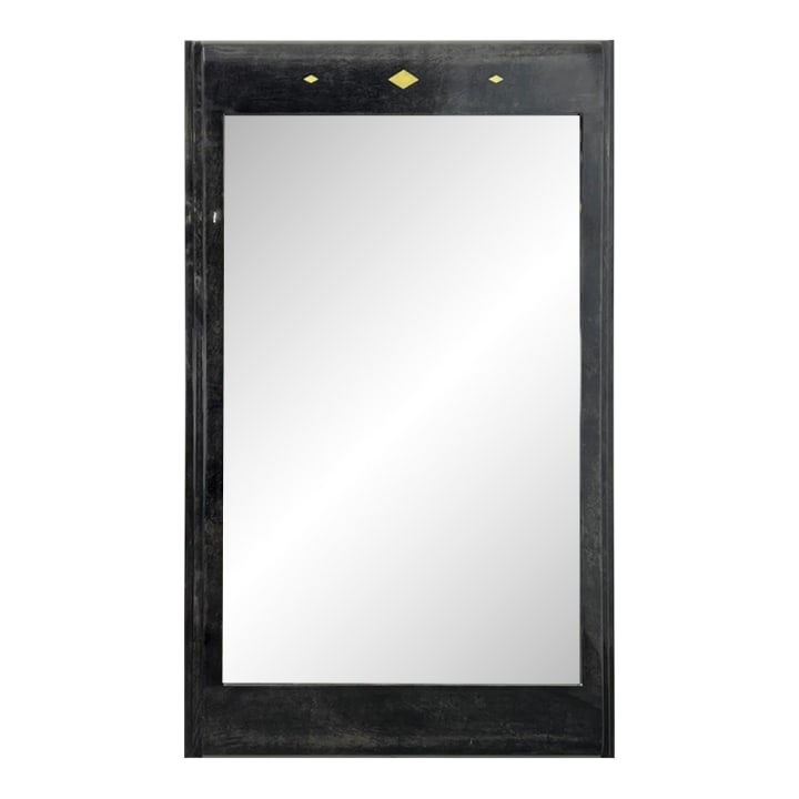 Karl Springer Style Black Goat Skin Wall Mirror With Small Diamond Accents (1 of 6)