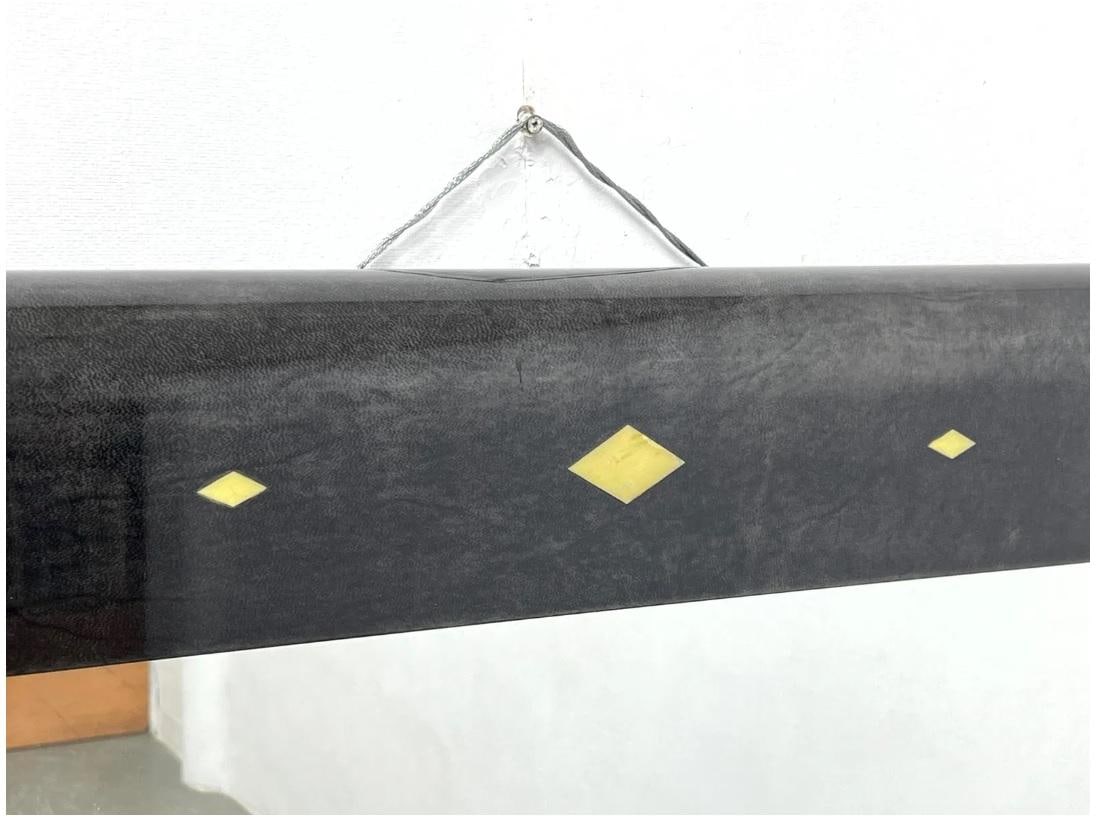 Karl Springer Style Black Goat Skin Wall Mirror With Small Diamond Accents - 2