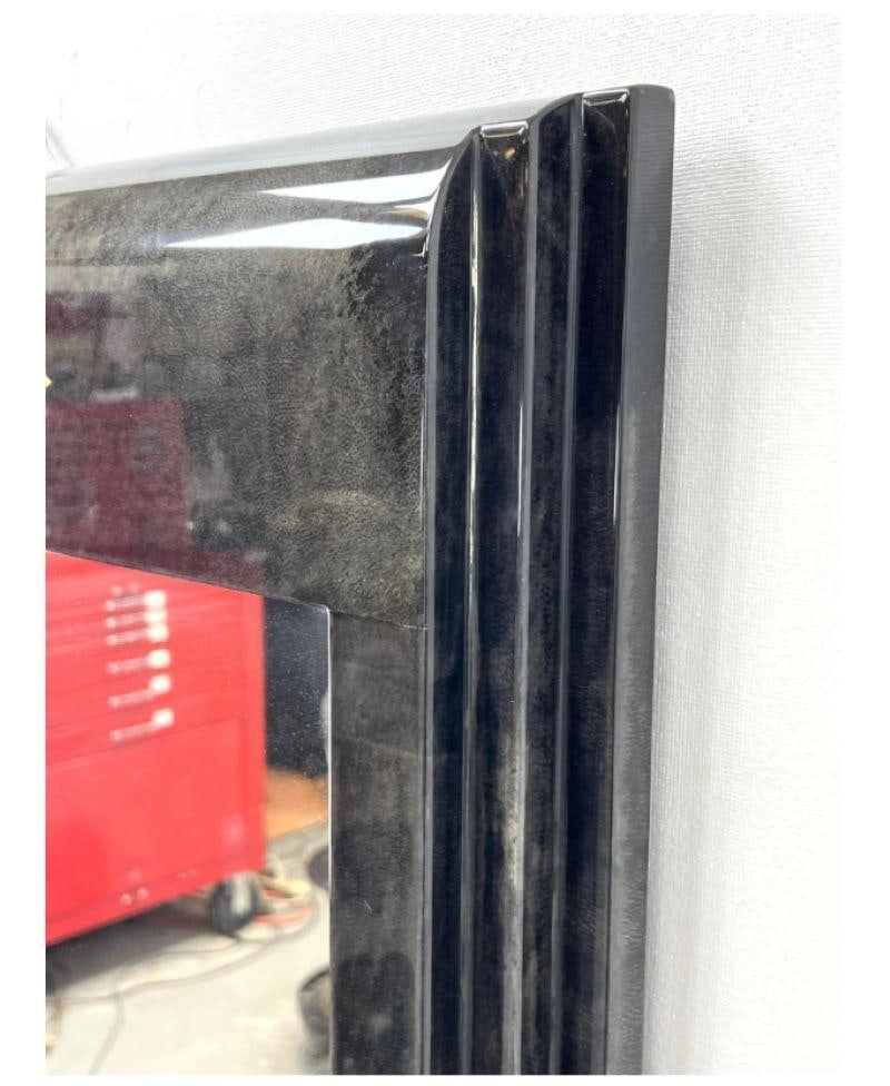 Karl Springer Style Black Goat Skin Wall Mirror With Small Diamond Accents - 4