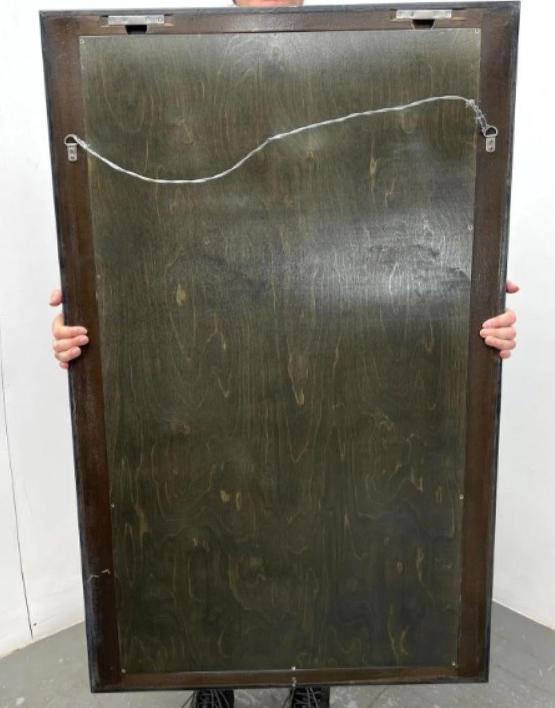 Karl Springer Style Black Goat Skin Wall Mirror With Small Diamond Accents - 6