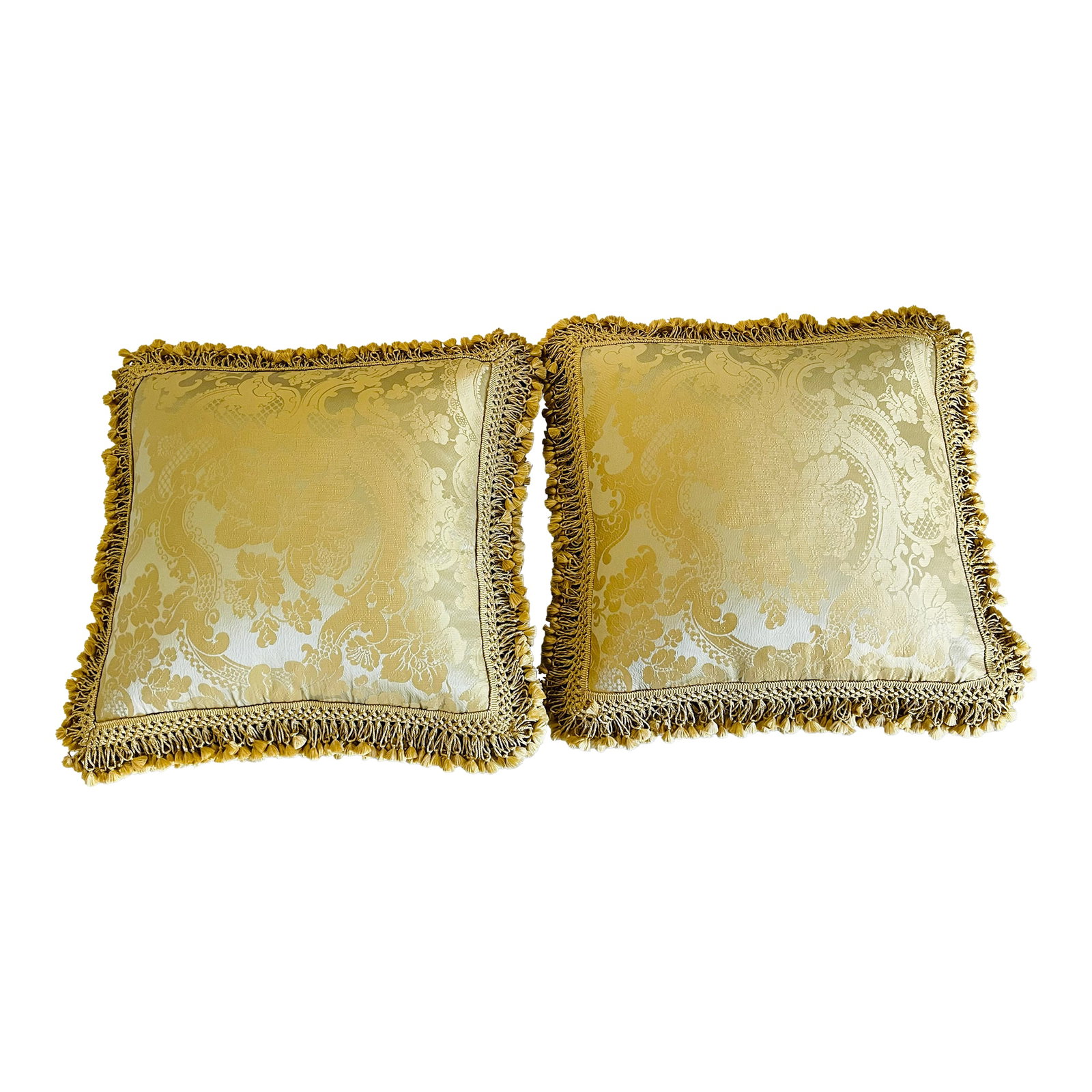 Vintage Italian Fortuny Silk Feather Down Pillows Pair (1 of 6)