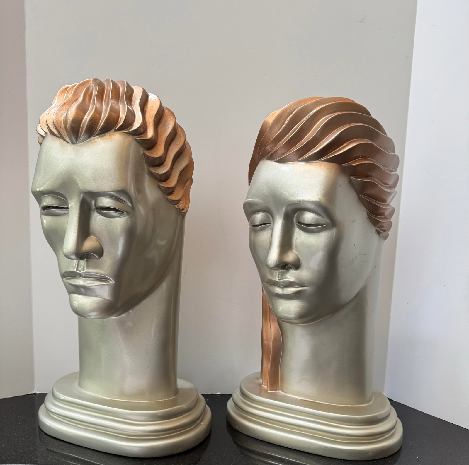 1980s Art Deco Revival Busts After Lora Marx -a Pair - 4