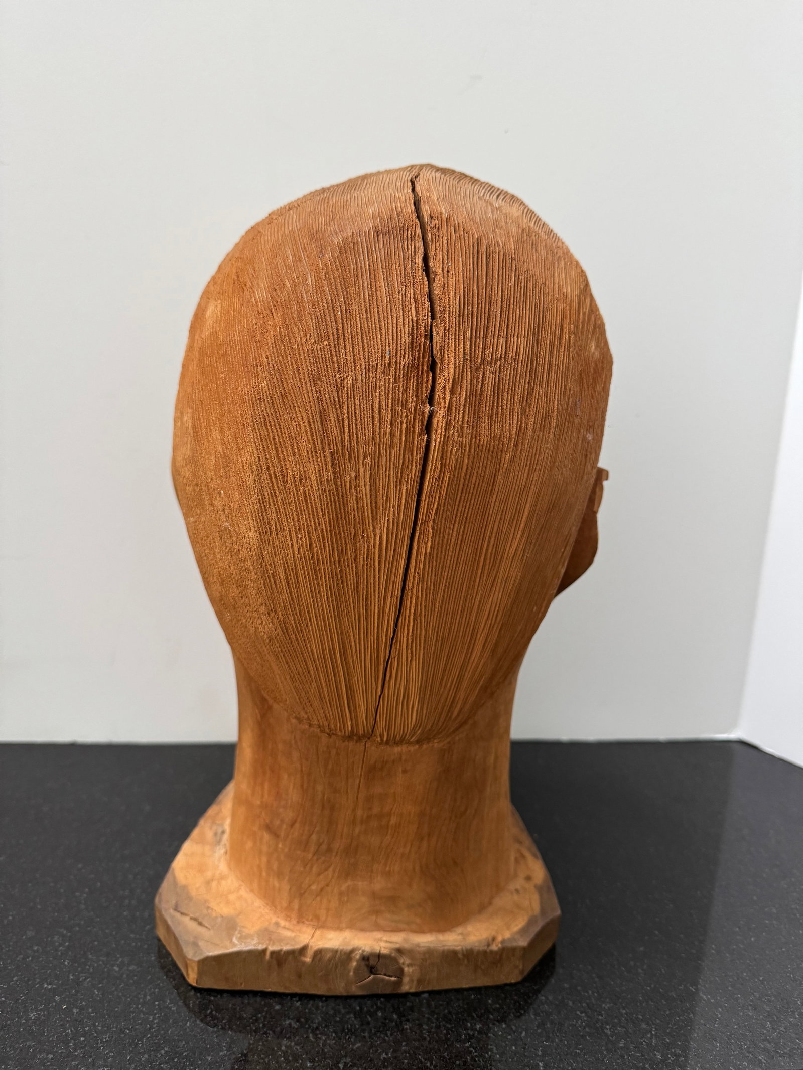 1960s Folk Art Americana Barbershop Carved Wood Bust of a Man - 7