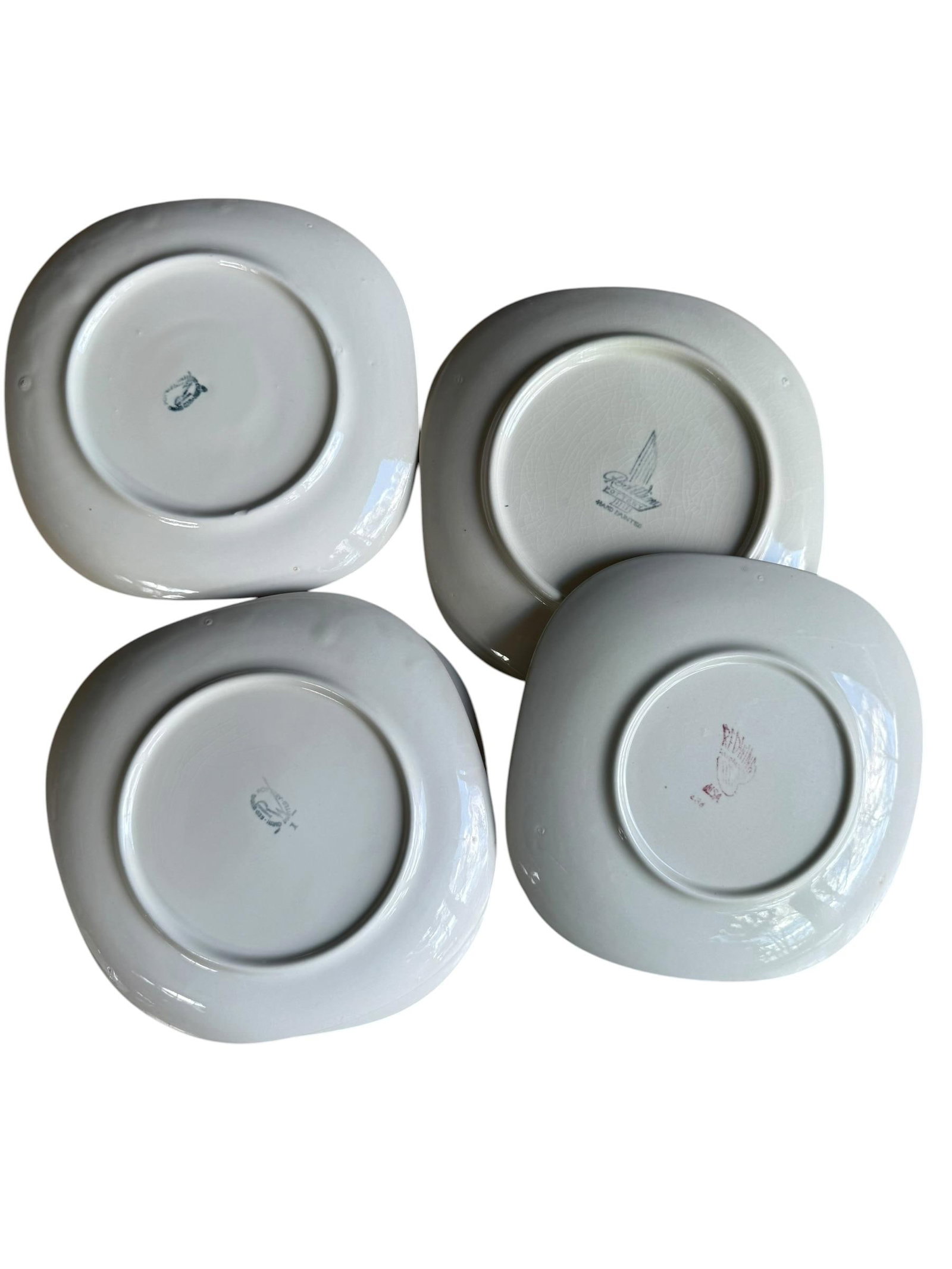 1950s Red Wing Pottery Lotus Pattern Square Bread Plates - Set of 10 - 4