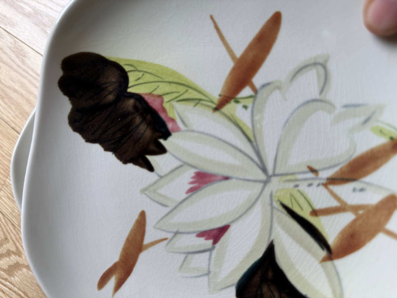 1950s Red Wing Pottery Lotus Pattern Square Bread Plates - Set of 10 - 6