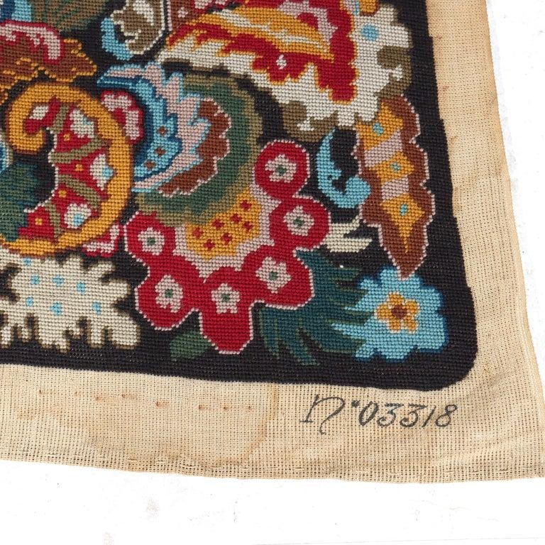 Antique Louis XIII Floral Needlepoint Tapestry Numbered 19thC - 4