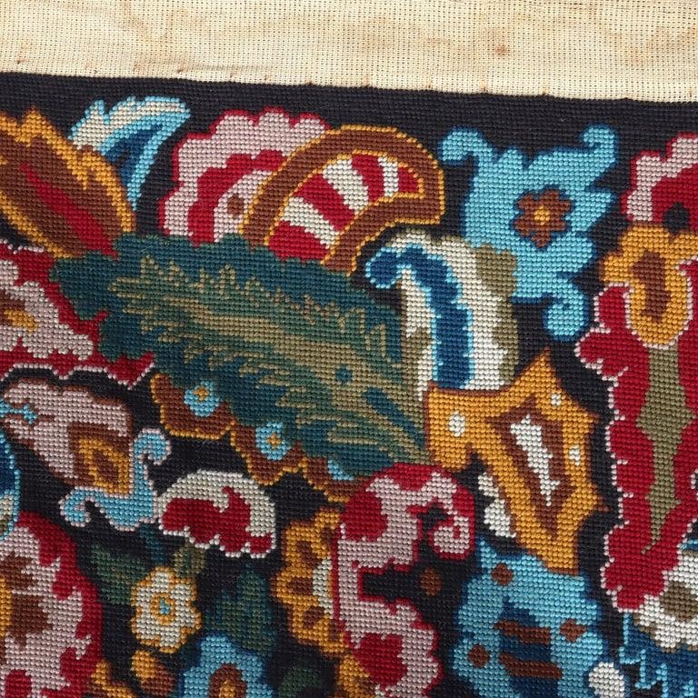 Antique Louis XIII Floral Needlepoint Tapestry Numbered 19thC - 6