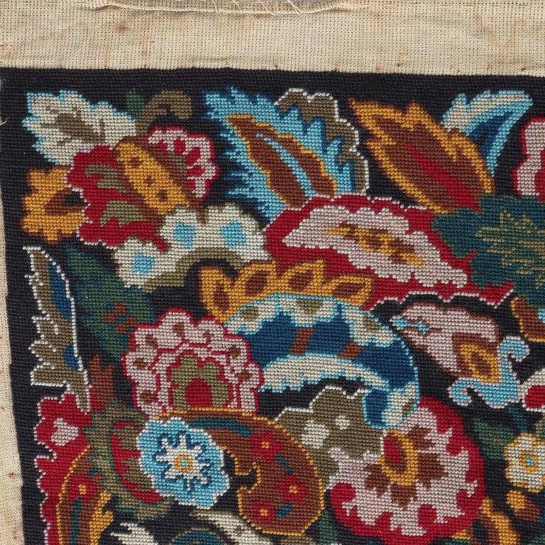 Antique Louis XIII Floral Needlepoint Tapestry Numbered 19thC - 7