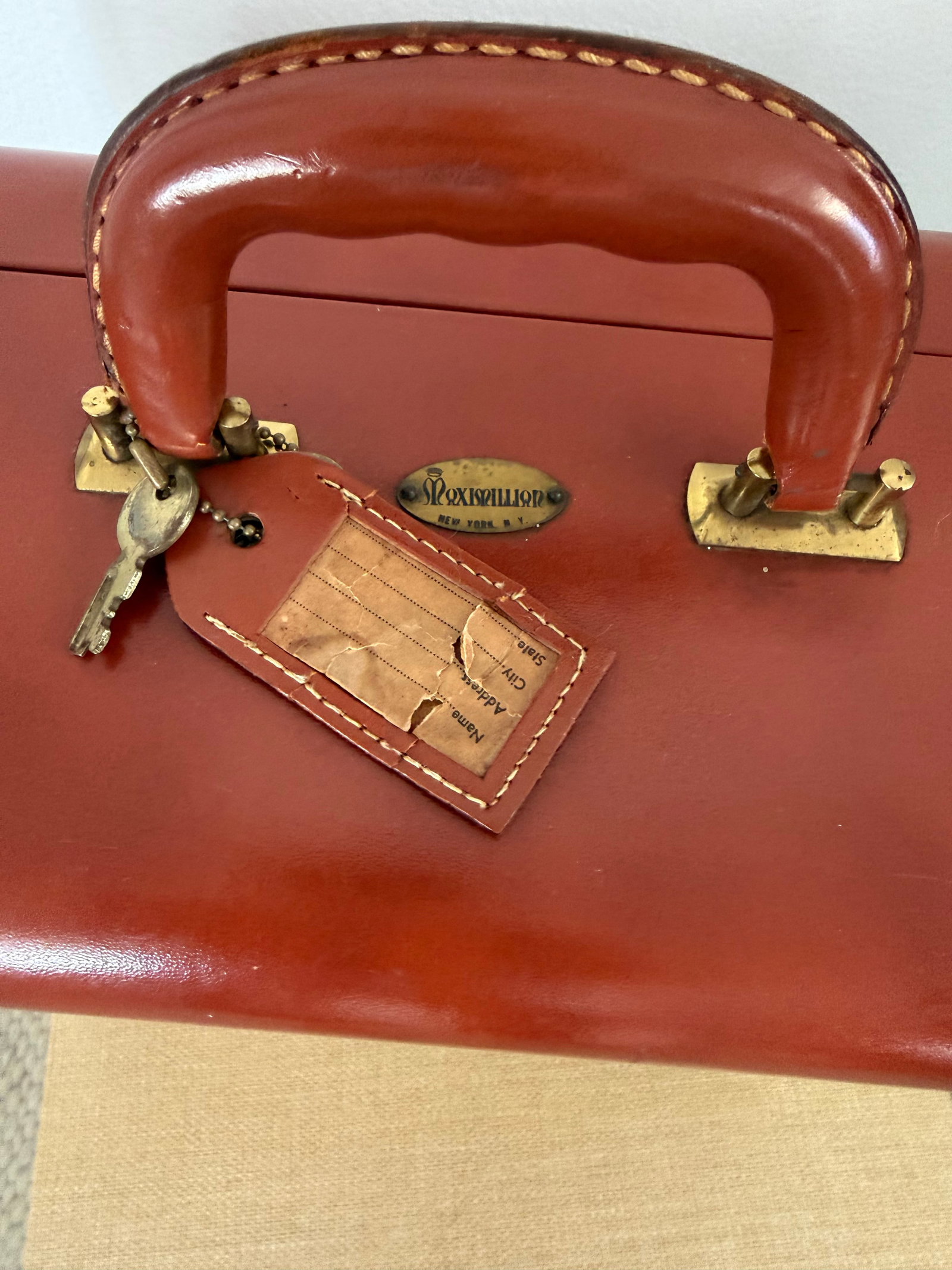 Rare Vintage 1940's Mad-Men Style Maximillian Leather Portable Bar Suitcase Complete With Original G - 10