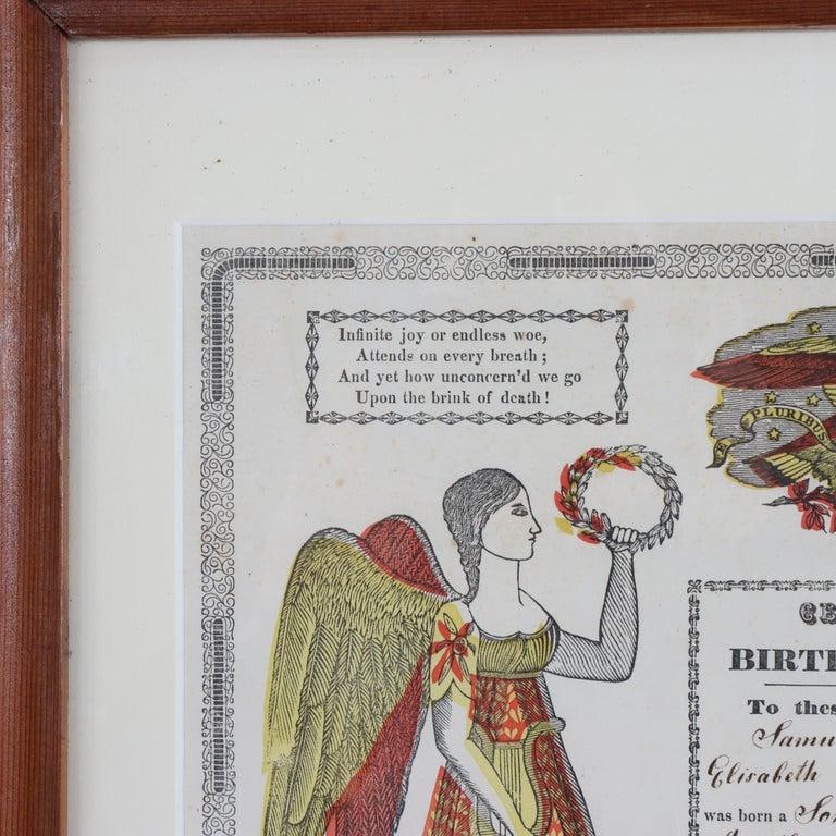 Pa German Fraktur Taufschein Hand Colored Birth/Baptismal Certificate C1859 - 2