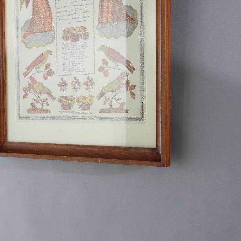 Pa German Fraktur Taufschein Hand Colored Birth/Baptismal Certificate C1859 - 4