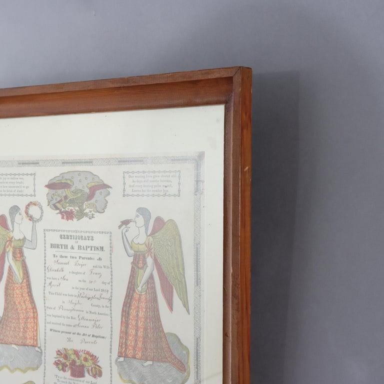 Pa German Fraktur Taufschein Hand Colored Birth/Baptismal Certificate C1859 - 5