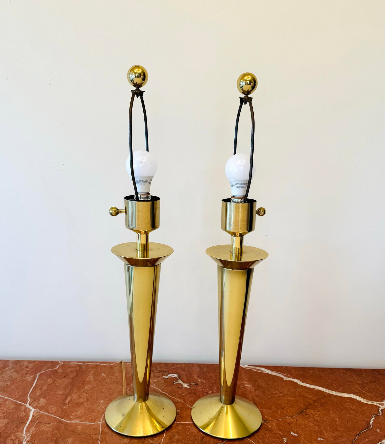 1960s Stiffel Brass Torch Form Table Lamps"”a Pair - 2