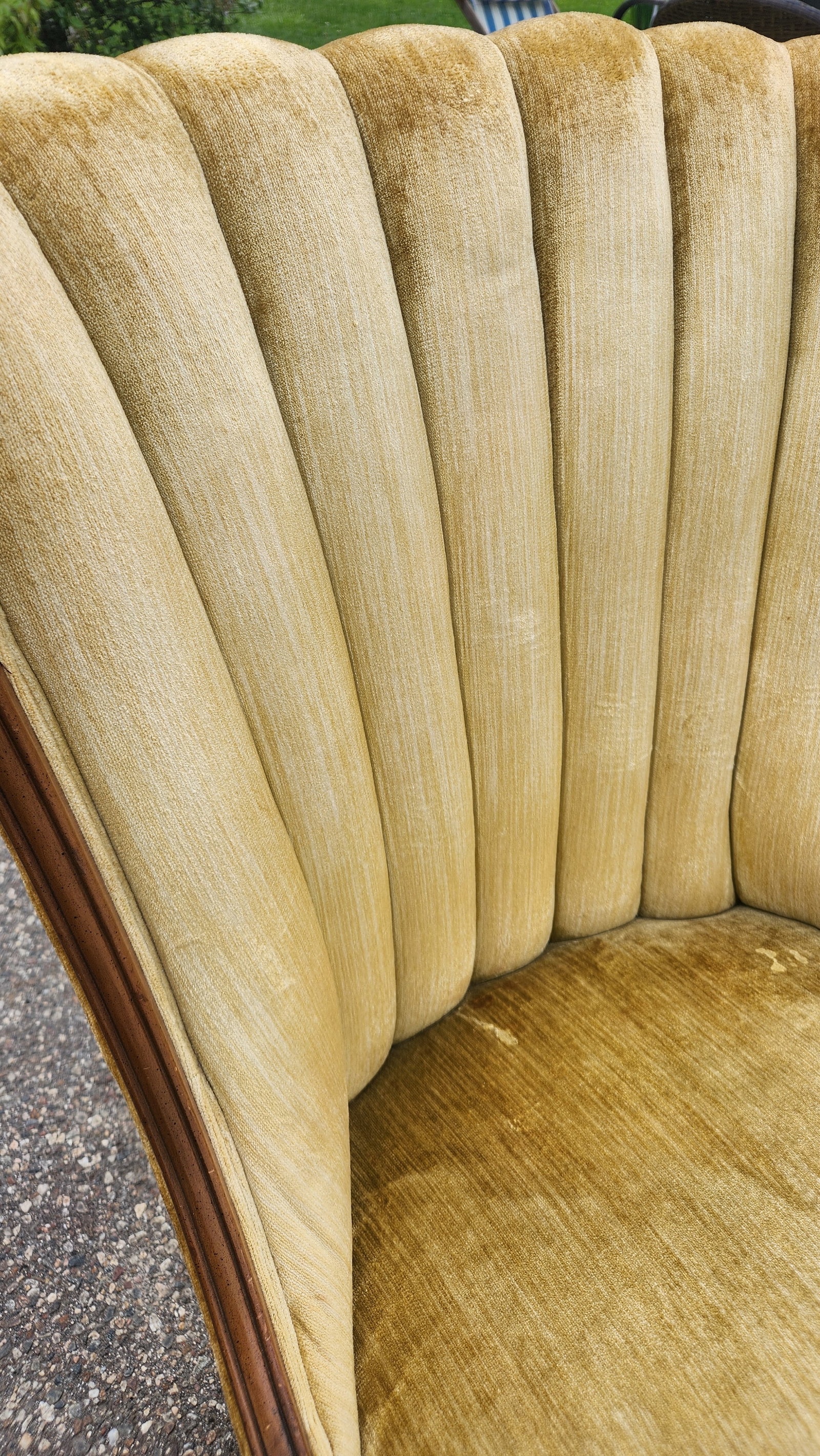 Pair of Vintage Hollywood Regency Shell Back Slipper Chairs, 1940s Style - 16