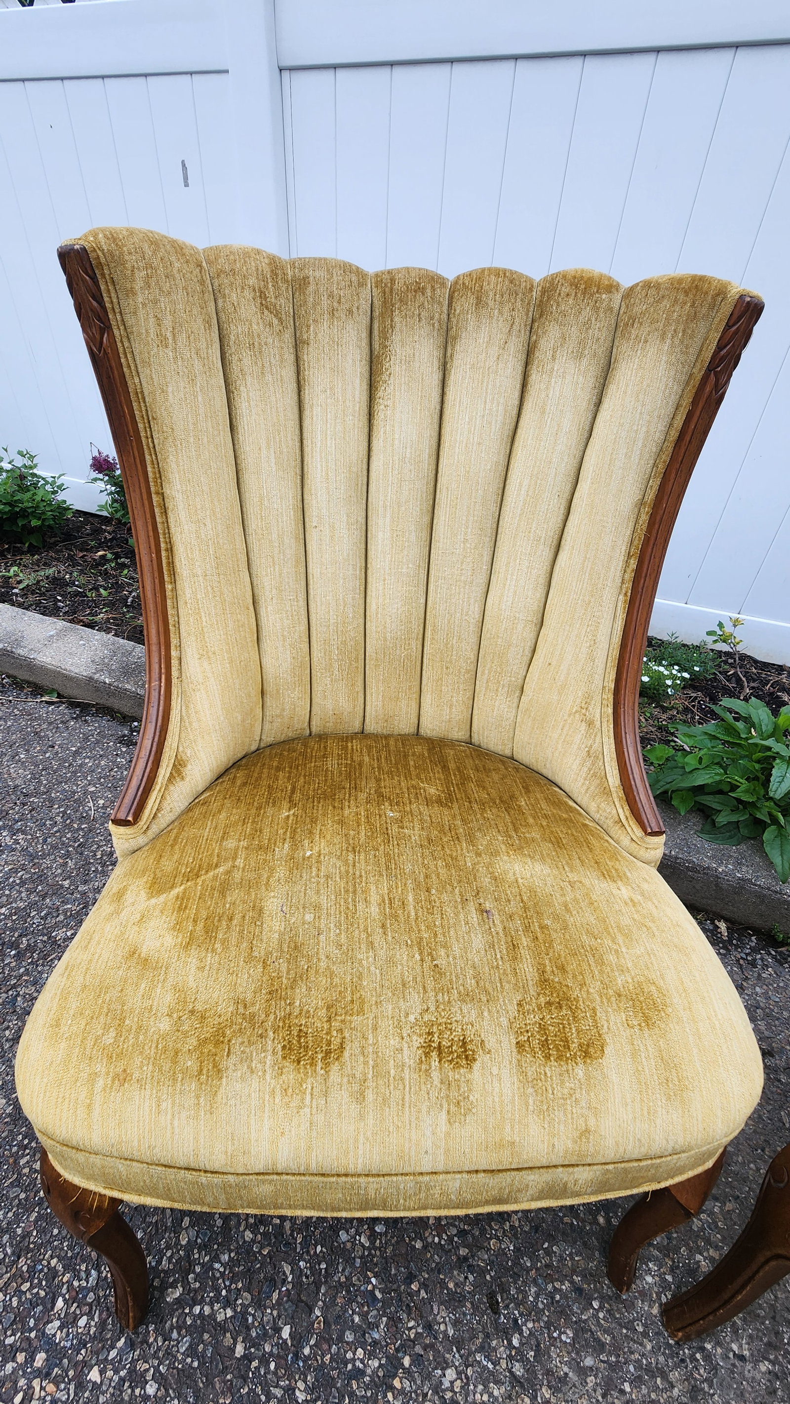 Pair of Vintage Hollywood Regency Shell Back Slipper Chairs, 1940s Style - 2