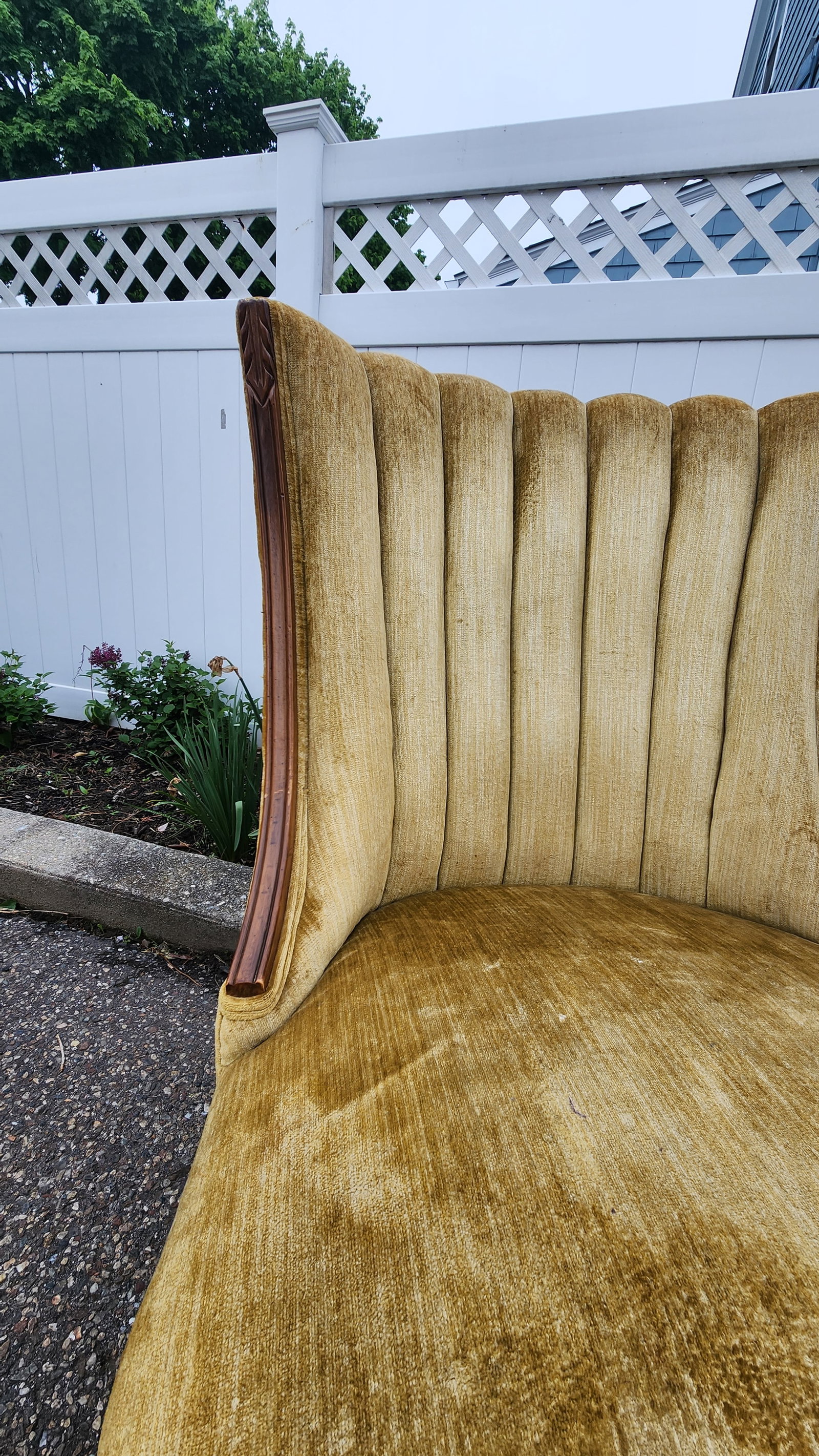 Pair of Vintage Hollywood Regency Shell Back Slipper Chairs, 1940s Style - 3