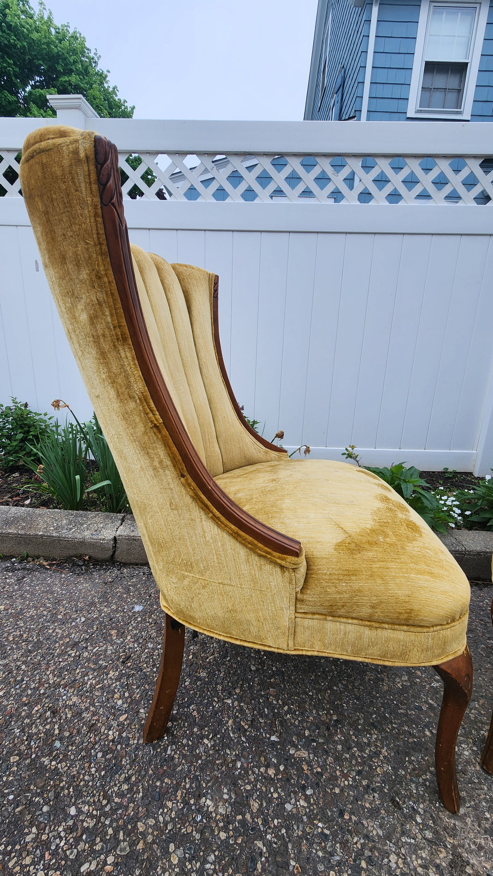 Pair of Vintage Hollywood Regency Shell Back Slipper Chairs, 1940s Style - 6