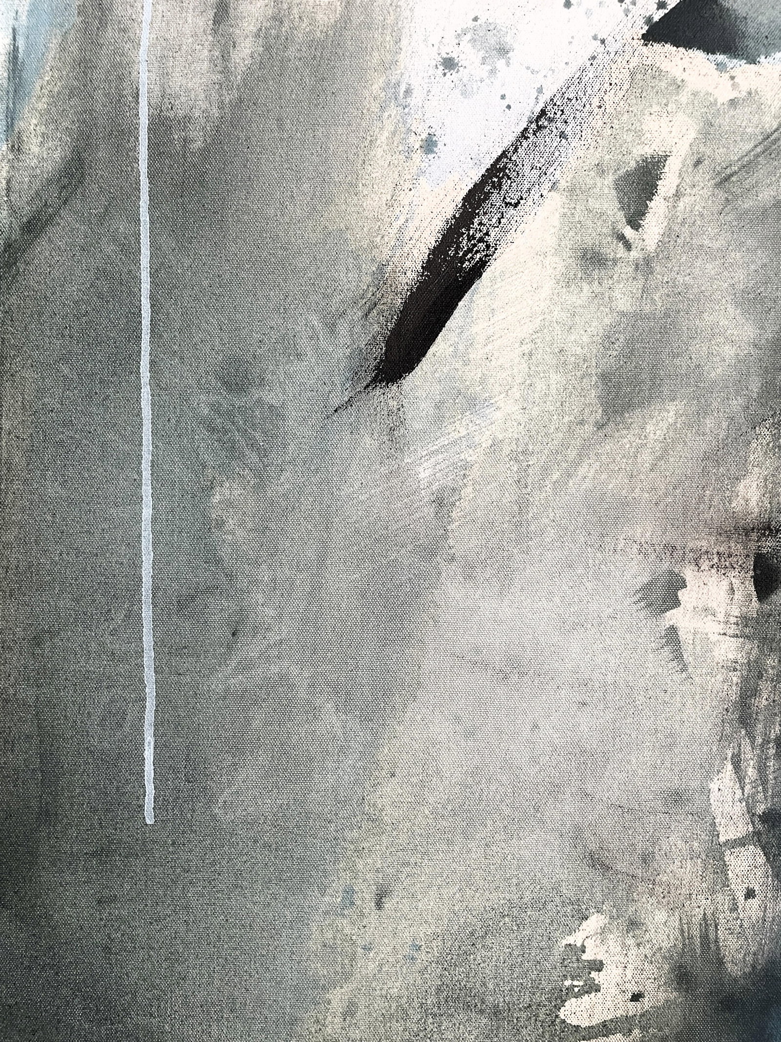 Sings My Soul Oversized Lyrical Abstraction Painting in Dark Green and Blue by Stacey Warnix - 14