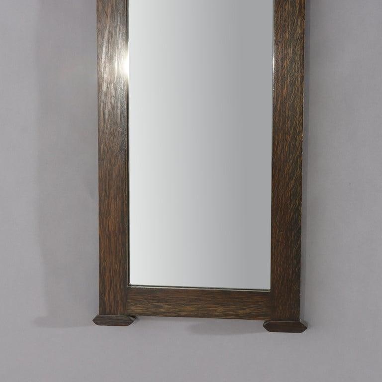 43" Stickley Style Arts & Crafts Oak Trumeau Printed Landscape Wall Mirror C1920 - 4