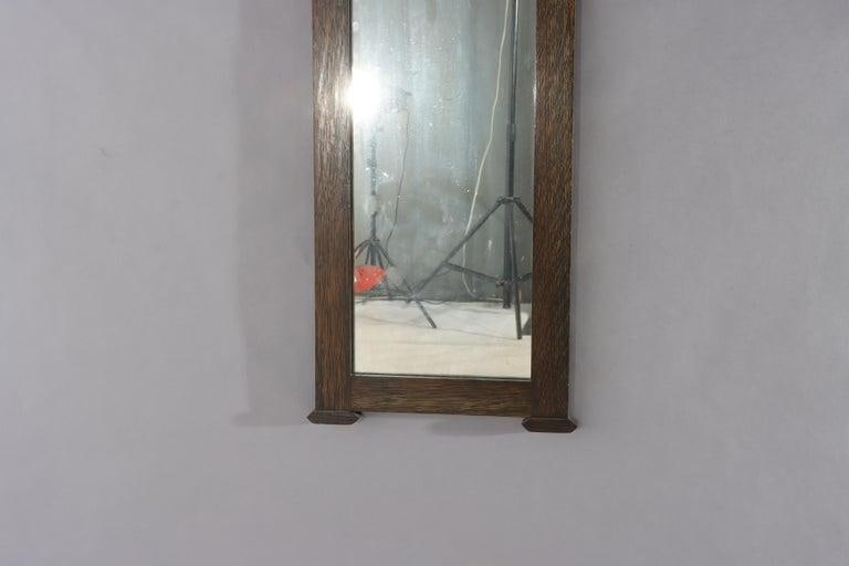 43" Stickley Style Arts & Crafts Oak Trumeau Printed Landscape Wall Mirror C1920 - 5