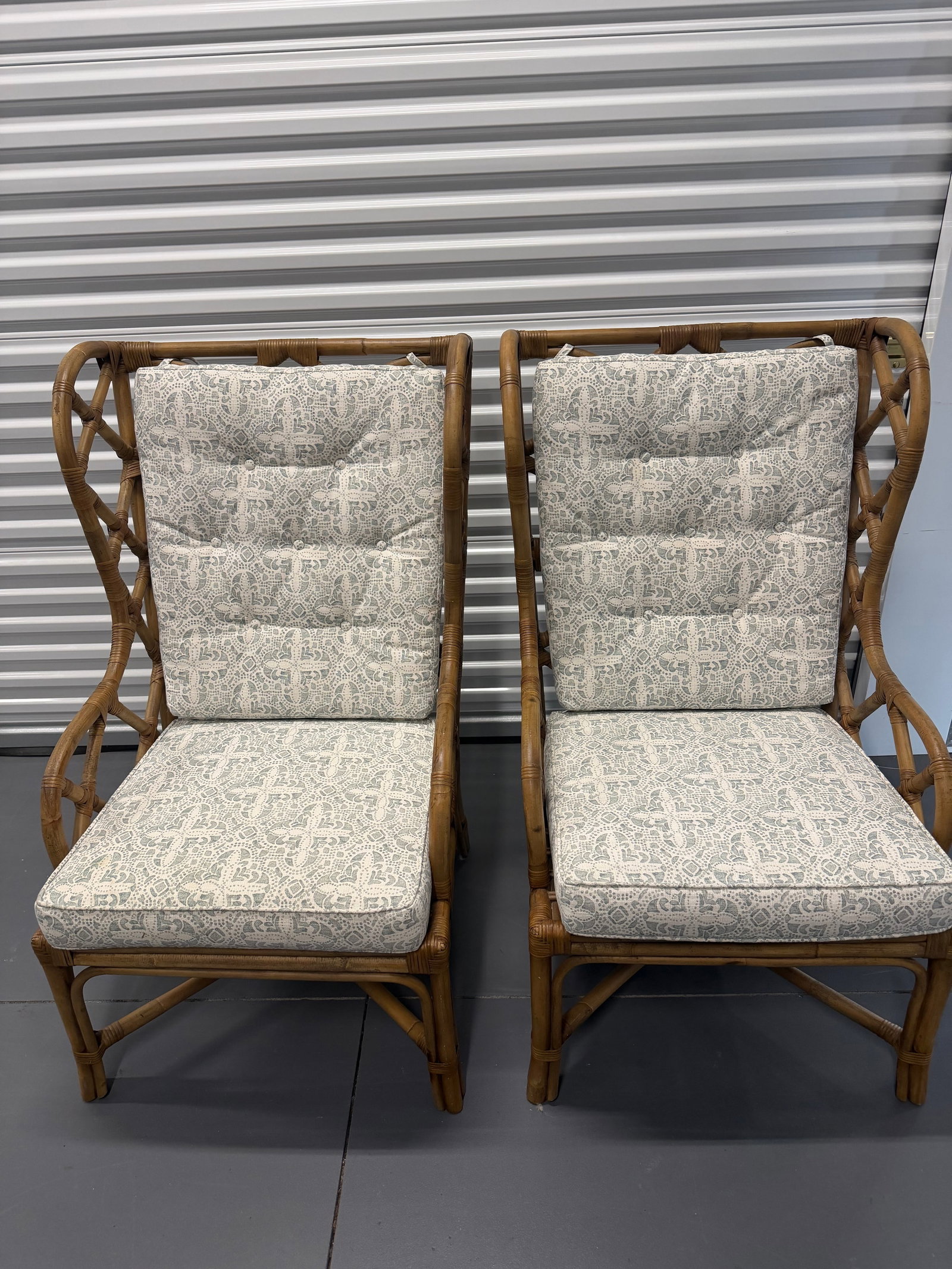 Set of Two Natural Rattan Wingback Watson Chair With Cushions - 2