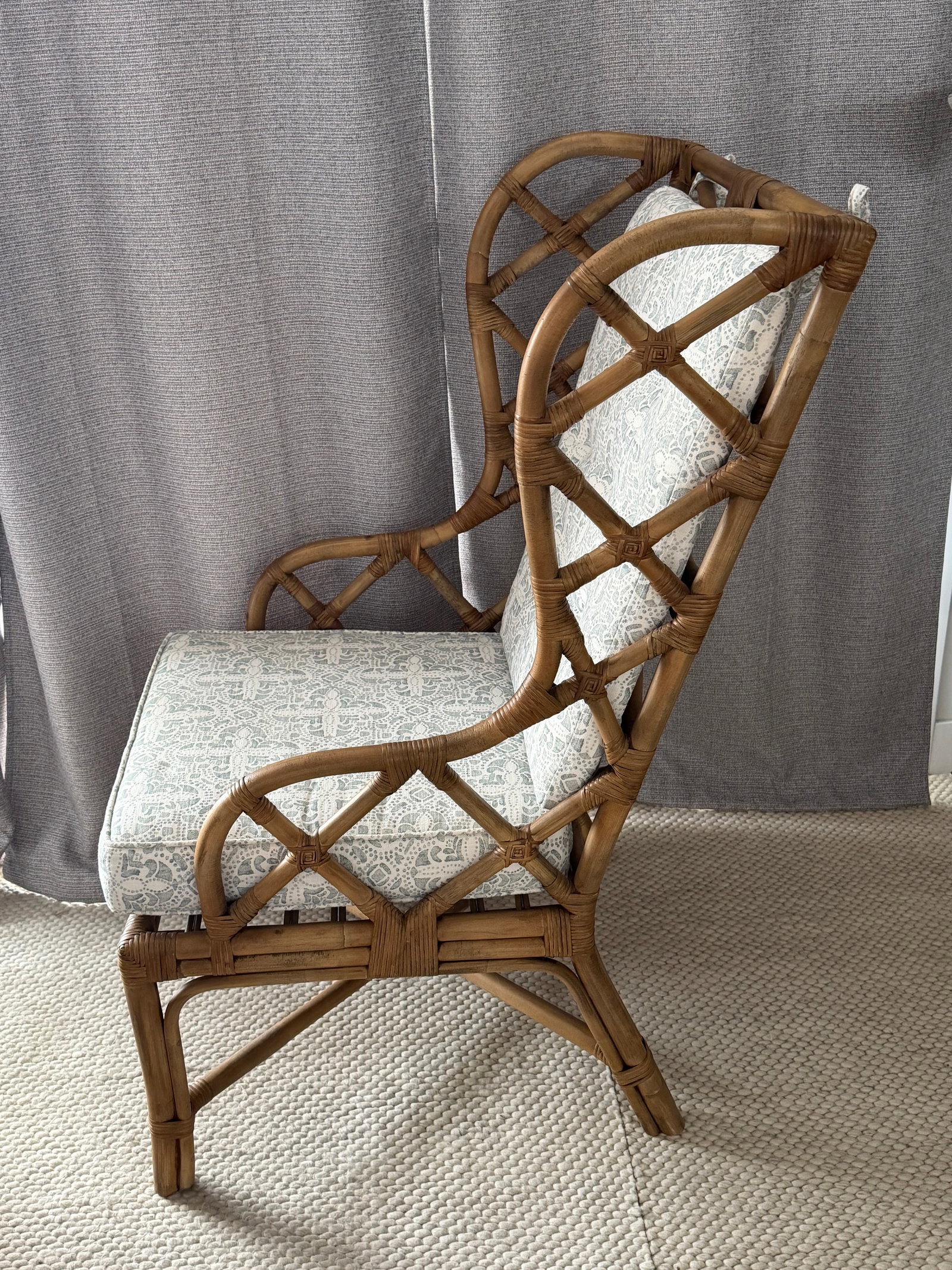 Set of Two Natural Rattan Wingback Watson Chair With Cushions - 4