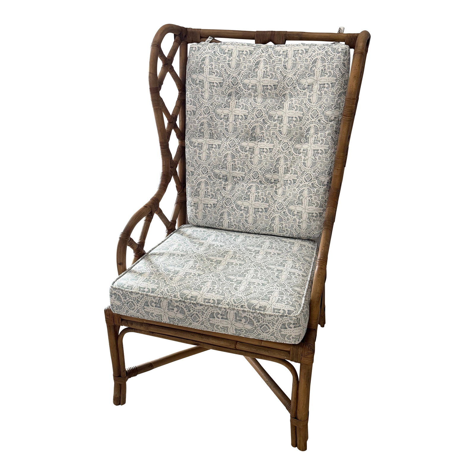 Set of Two Natural Rattan Wingback Watson Chair With Cushions - 6