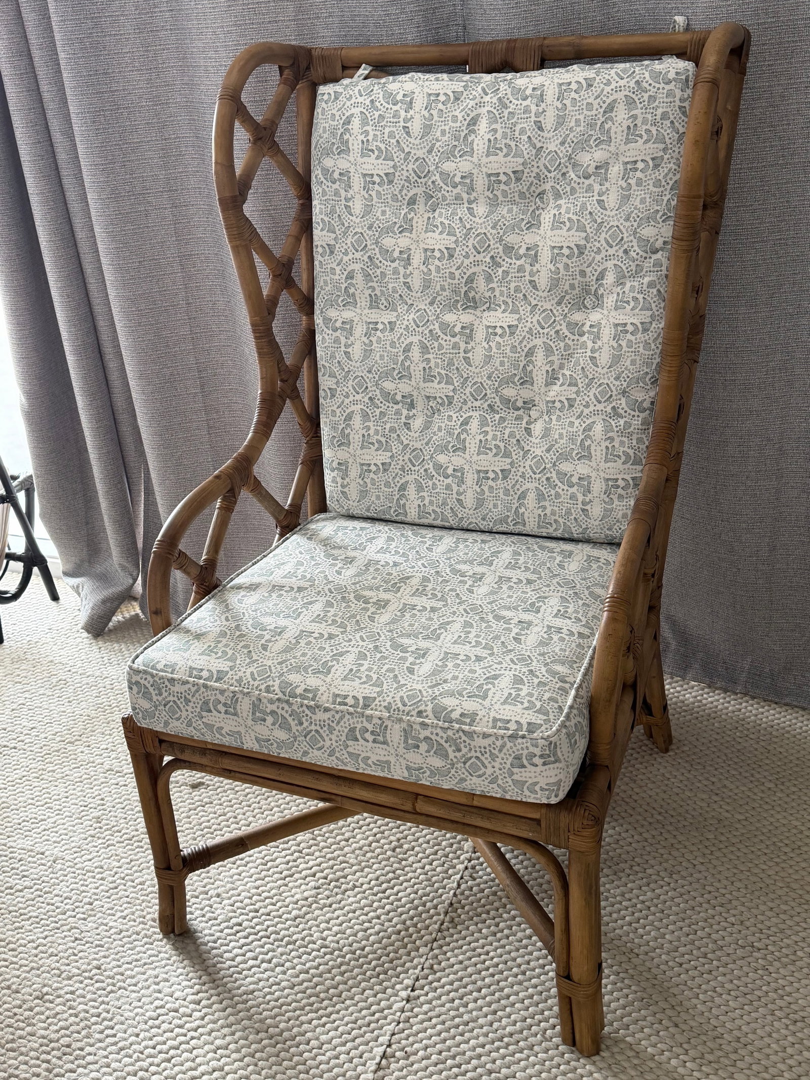 Set of Two Natural Rattan Wingback Watson Chair With Cushions - 7