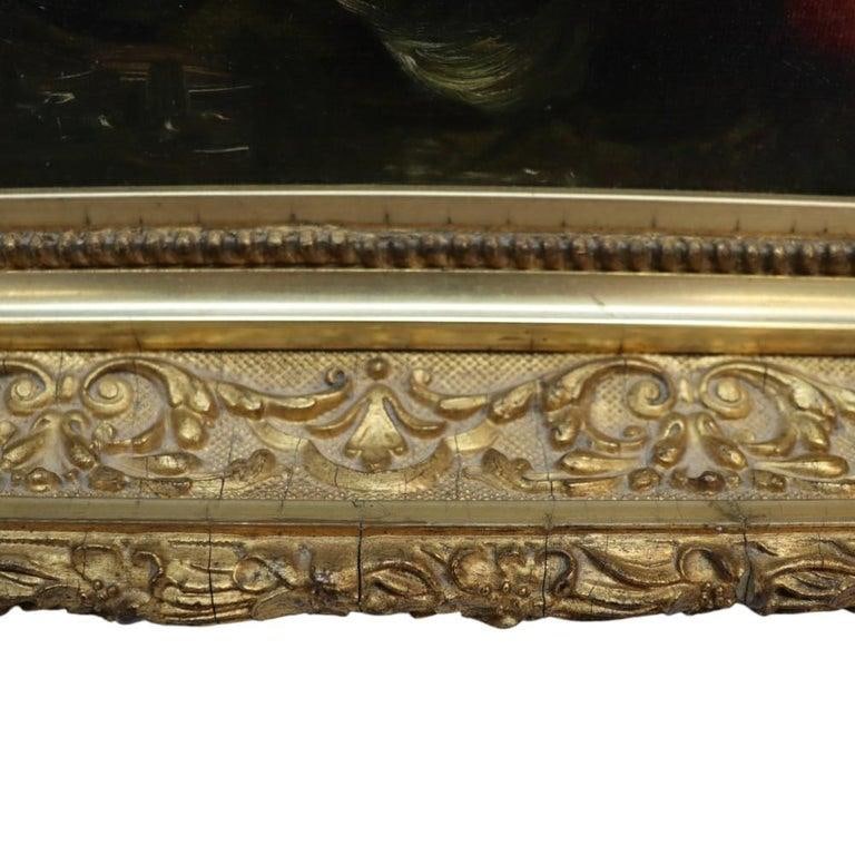 Oil on Canvas Floral Still Life Painting of Roses in Original Gilt Frame C1890 - 10
