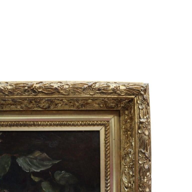 Oil on Canvas Floral Still Life Painting of Roses in Original Gilt Frame C1890 - 8