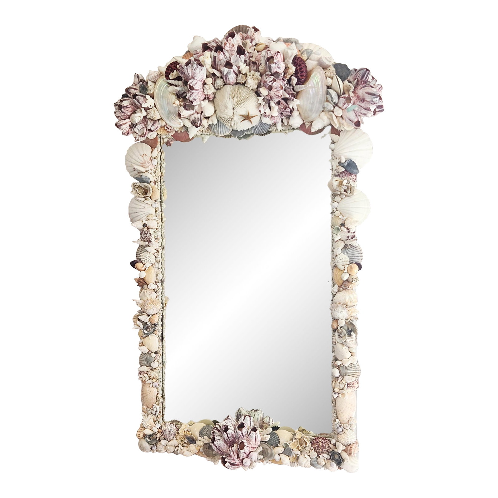 Seashell Encrusted Wall Mirror, Coastal Grandma Decor, Scallop Shell Accent (1 of 16)