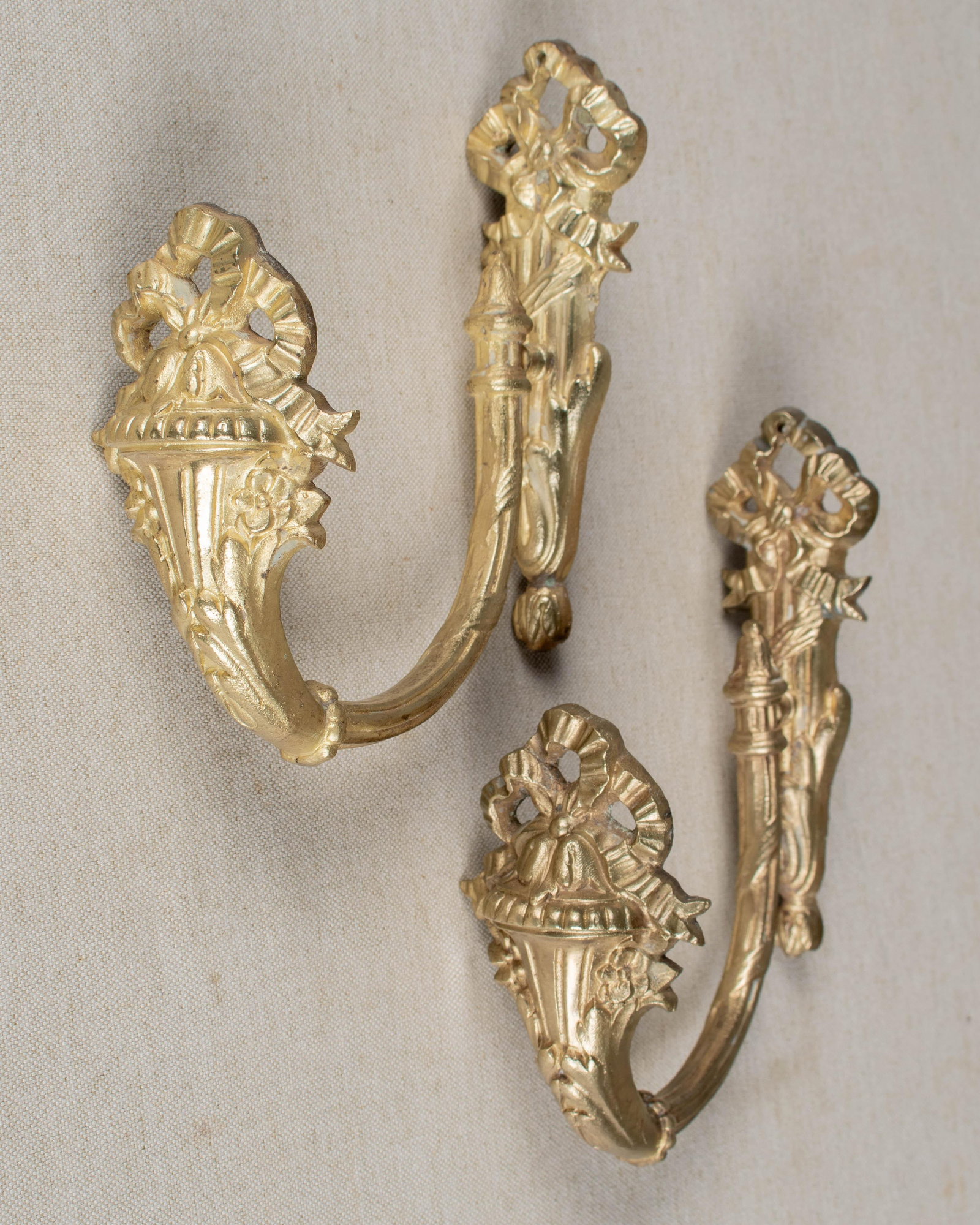 Louis XV Style Cast Bronze Curtain Tiebacks Pair - 2
