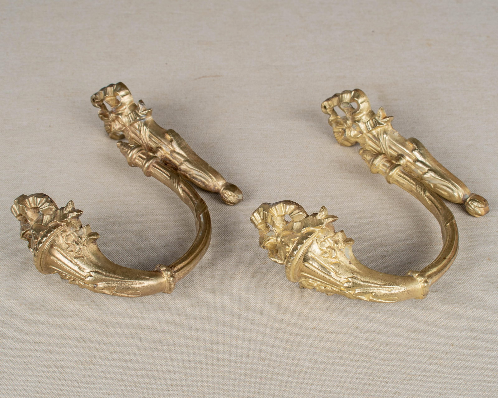 Louis XV Style Cast Bronze Curtain Tiebacks Pair - 4
