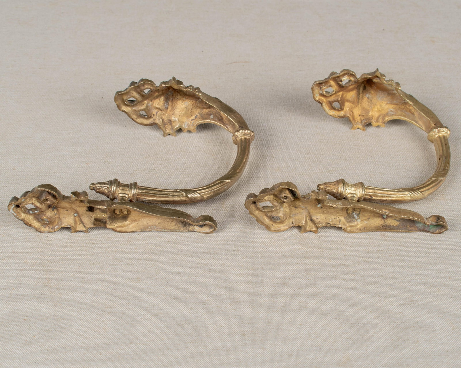 Louis XV Style Cast Bronze Curtain Tiebacks Pair - 6