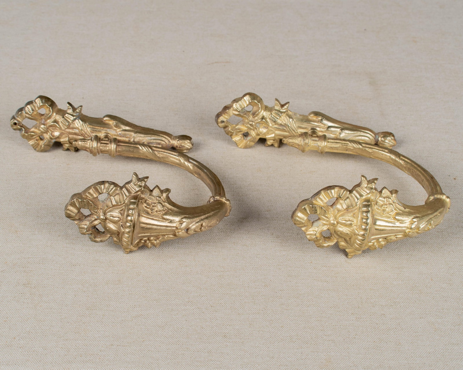 Louis XV Style Cast Bronze Curtain Tiebacks Pair - 7