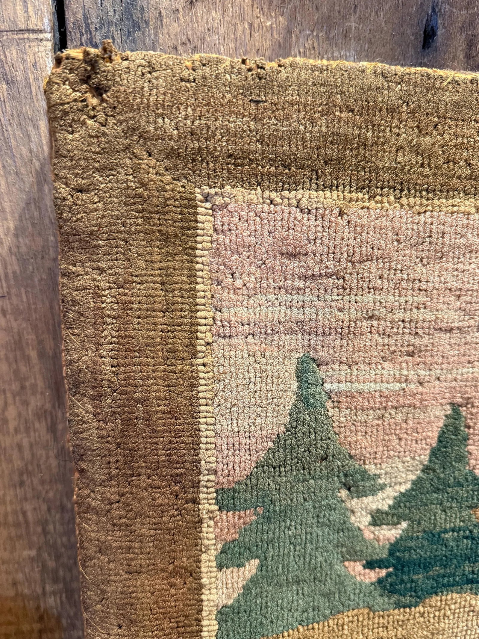 Vintage Grenfell Hooked Rug Sled Dogs Scene Mounted Mat c.1930s Folk Art Textile - 5