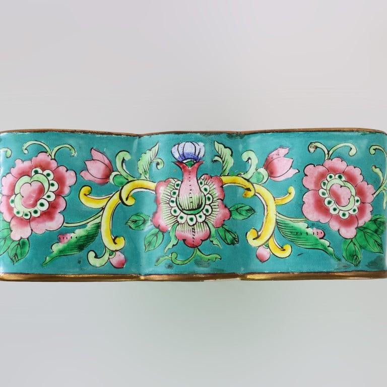 Antique Chinese Cloisonne Enameled Butterfly Shaped Trinket Box C1920 - 7