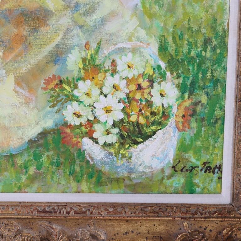 Oversized Oil on Canvas Scenic Portrait Painting of a Mother & Daughter 20thC - 6