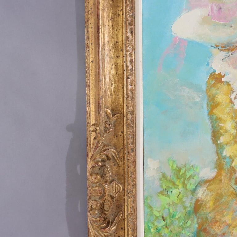 Oversized Oil on Canvas Scenic Portrait Painting of a Mother & Daughter 20thC - 7