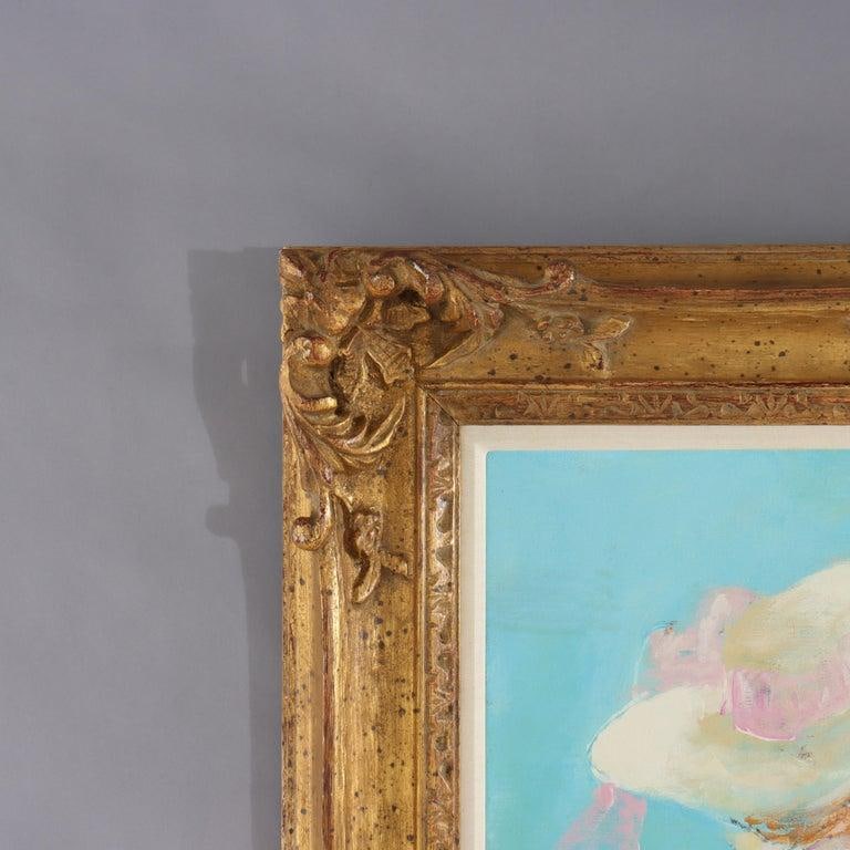 Oversized Oil on Canvas Scenic Portrait Painting of a Mother & Daughter 20thC - 9