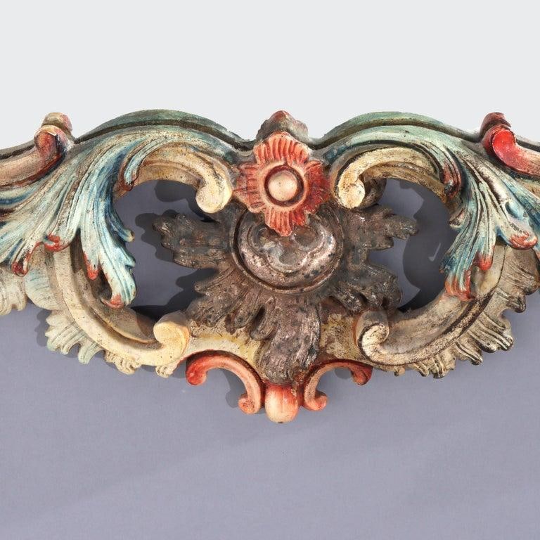 Large 54" French Niccolini Louis XIV Style Polychromed Mirror Signed 20thC - 10